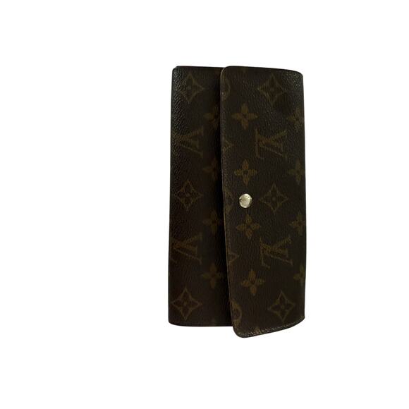 Louis Vuitton Monogram Tri-Fold Coin Purse Snap Wallet Vintage Compact Size - Picture 2 of 3